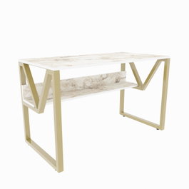 Hanah Home Lona Escritorio de Estudio Blanco y Dorado